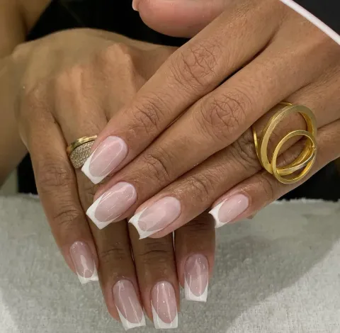 Nail design french em gel — unhas alongadas no Amor In Beauty